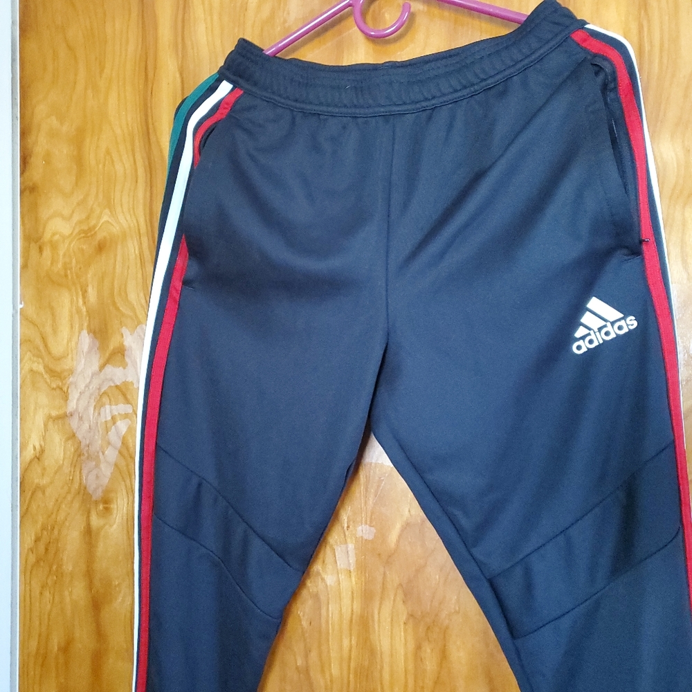 adidas Black Joggers with Red and Green Accents